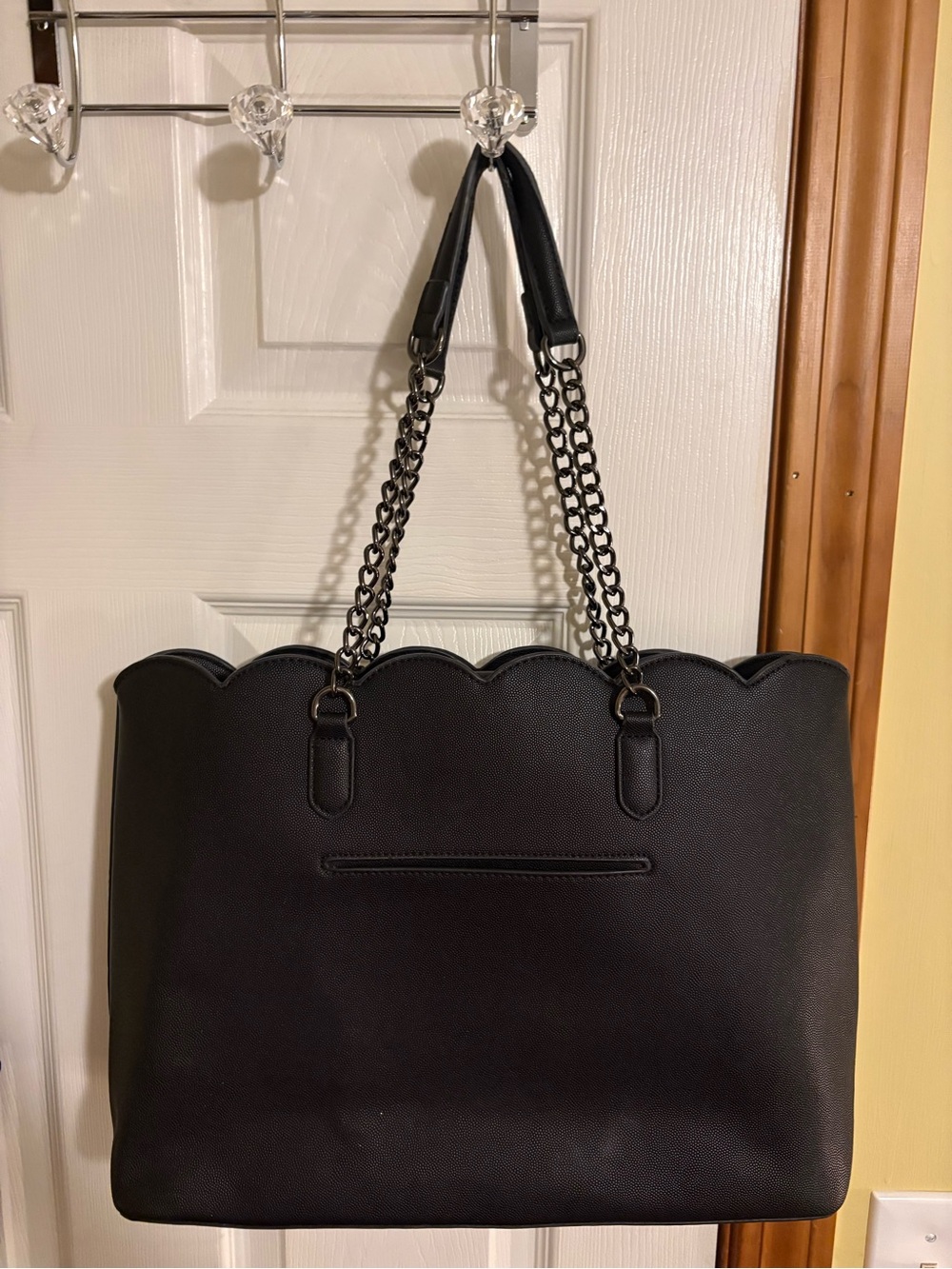 Betsey Johnson Black Scalloped Chain-Handle Tote - Picture 3 of 5